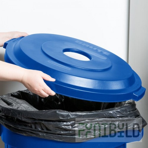 Rubbermaid® 1788376 BRUTE 32 Gallon Blue Round Recycling Bottle / Can Lid