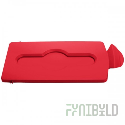 Rubbermaid® 2007192 Slim Jim Recycling Red Rectangular Hinged Flat Lid Insert
