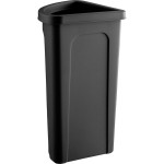 Lavex 21 Gallon Black Corner Round Trash Can with Black Rim Top