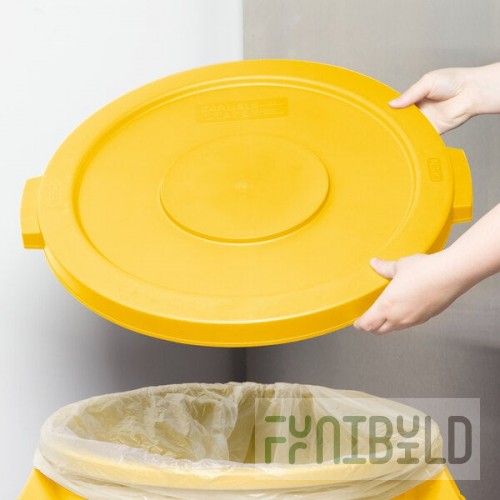 Carlisle 84102104 Bronco 20 Gallon Yellow Flat Round Trash Can Lid