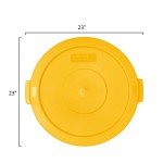 Carlisle 84102104 Bronco 20 Gallon Yellow Flat Round Trash Can Lid