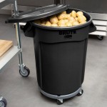 Rubbermaid® BRUTE 32 Gallon Black Executive Round Trash Can with Lid and Dolly Rubbermaid® BRUTE 32 Gallon Black Executive Round Trash Can with Lid and Dolly