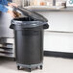 Rubbermaid® BRUTE 32 Gallon Black Executive Round Trash Can with Lid and Dolly Rubbermaid® BRUTE 32 Gallon Black Executive Round Trash Can with Lid and Dolly