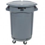 Rubbermaid® BRUTE 32 Gallon Black Executive Round Trash Can with Lid and Dolly Rubbermaid® BRUTE 32 Gallon Black Executive Round Trash Can with Lid and Dolly