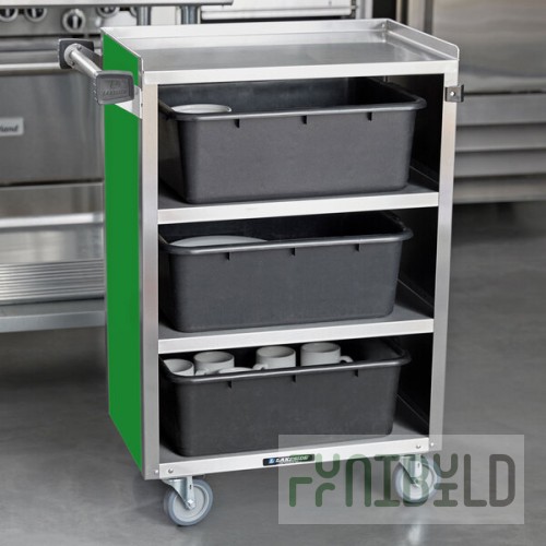 Lakeside 815G Medium-Duty Stainless Steel Four Shelf Utility Cart With Enclosed Base and Green Finish - 16 7/8