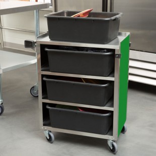 Lakeside 615G Standard-Duty Stainless Steel Four Shelf Utility Cart with Enclosed Base and Green Finish - 16 1/2
