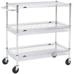 Metro Super Erecta BASCART-SR Chrome Three Shelf Utility Basket Cart with Casters - 18 Metro Super Erecta BASCART-SR Chrome Three Shelf Utility Basket Cart with Casters - 18