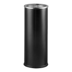 Lavex 3 Gallon Black Steel Round Freestanding Cigarette Receptacle with Front Access Trash Can