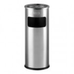 Lavex 3 Gallon Black Steel Round Freestanding Cigarette Receptacle with Front Access Trash Can