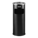 Lavex 3 Gallon Black Steel Round Freestanding Cigarette Receptacle with Front Access Trash Can