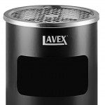 Lavex 3 Gallon Black Steel Round Freestanding Cigarette Receptacle with Front Access Trash Can