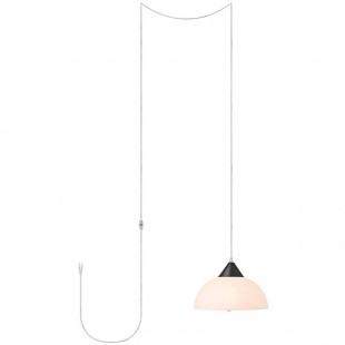 Globe Transitional Dark Bronze Plug-In Pendant Light with Frosted Plastic Shade - 120V, 60W Globe Transitional Dark Bronze Plug-In Pendant Light with Frosted Plastic Shade - 120V, 60W