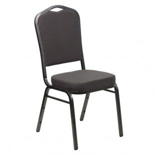 Flash Furniture FD-C01-SILVERVEIN-GY-GG Hercules Gray Fabric Crown Back Stackable Banquet Chair with Silver Vein Frame