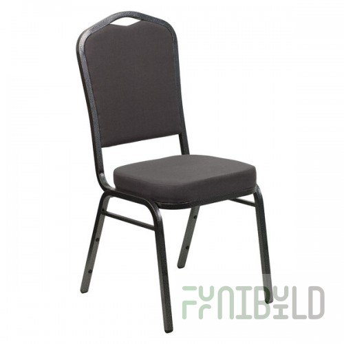 Flash Furniture FD-C01-SILVERVEIN-GY-GG Hercules Gray Fabric Crown Back Stackable Banquet Chair with Silver Vein Frame