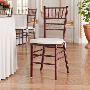 Lancaster Table & Seating Mahogany Wood Chiavari Chair with Ivory Cushion Lancaster Table & Seating Mahogany Wood Chiavari Chair with Ivory Cushion