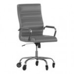 Flash Furniture Whitney Black LeatherSoft High-Back Swivel Office Chair with Chrome Frame, Arms, and Roller Wheels