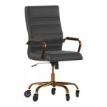 Flash Furniture Whitney Black LeatherSoft High-Back Swivel Office Chair with Chrome Frame, Arms, and Roller Wheels