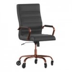 Flash Furniture Whitney Black LeatherSoft High-Back Swivel Office Chair with Chrome Frame, Arms, and Roller Wheels