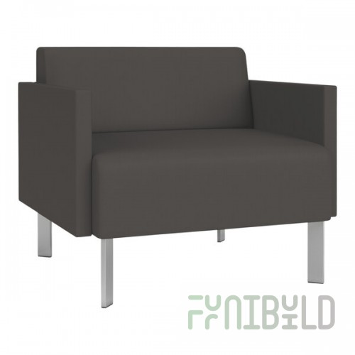 Lesro Luxe Lounge Series Patriot Plus Charcoal Vinyl Bariatric Guest Arm Chair with Steel Legs