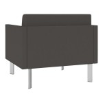 Lesro Luxe Lounge Series Patriot Plus Charcoal Vinyl Bariatric Guest Arm Chair with Steel Legs