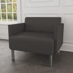 Lesro Luxe Lounge Series Patriot Plus Charcoal Vinyl Bariatric Guest Arm Chair with Steel Legs