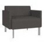 Lesro Luxe Lounge Series Patriot Plus Charcoal Vinyl Bariatric Guest Arm Chair with Steel Legs