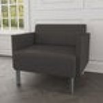 Lesro Luxe Lounge Series Patriot Plus Charcoal Vinyl Bariatric Guest Arm Chair with Steel Legs