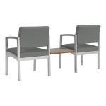 Lesro Lenox Steel Open House Asteroid Fabric Two Guest Arm Chairs with Sarum Twill Laminate Connecting Table