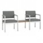 Lesro Lenox Steel Open House Asteroid Fabric Two Guest Arm Chairs with Sarum Twill Laminate Connecting Table