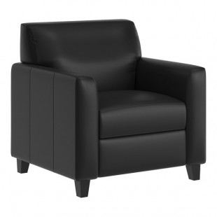 Flash Furniture Agent Black LeatherSoft Chair with Charging Bank and Wooden Feet