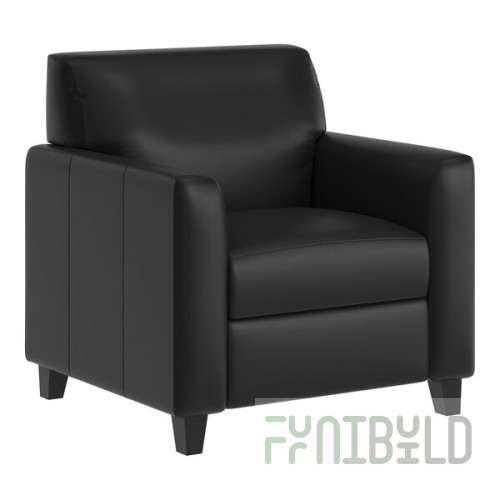 Flash Furniture Agent Black LeatherSoft Chair with Charging Bank and Wooden Feet