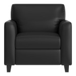 Flash Furniture Agent Black LeatherSoft Chair with Charging Bank and Wooden Feet
