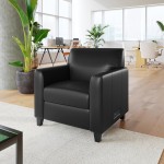 Flash Furniture Agent Black LeatherSoft Chair with Charging Bank and Wooden Feet