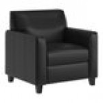 Flash Furniture Agent Black LeatherSoft Chair with Charging Bank and Wooden Feet