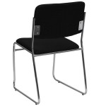 Flash Furniture XU-8700-CHR-B-30-GG Hercules Series Black Fabric High Density Stacking Chair with Chrome Sled Base