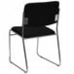 Flash Furniture XU-8700-CHR-B-30-GG Hercules Series Black Fabric High Density Stacking Chair with Chrome Sled Base