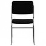 Flash Furniture XU-8700-CHR-B-30-GG Hercules Series Black Fabric High Density Stacking Chair with Chrome Sled Base