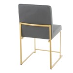 LumiSource Fuji Gray Faux Leather High-Back Side Chair with Gold Brushed Stainless Steel Frame - 2/Case