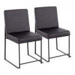 LumiSource Fuji Gray Faux Leather High-Back Side Chair with Gold Brushed Stainless Steel Frame - 2/Case