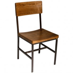 BFM Seating Memphis Distressed Rustic Clear Coated Steel Customizable Side Chair with Autumn Ash Wooden Back and Seat BFM Seating Memphis Distressed Rustic Clear Coated Steel Customizable Side Chair with Autumn Ash Wooden Back and Seat