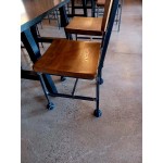 BFM Seating Memphis Distressed Rustic Clear Coated Steel Customizable Side Chair with Autumn Ash Wooden Back and Seat BFM Seating Memphis Distressed Rustic Clear Coated Steel Customizable Side Chair with Autumn Ash Wooden Back and Seat