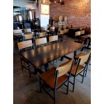 BFM Seating Memphis Distressed Rustic Clear Coated Steel Customizable Side Chair with Autumn Ash Wooden Back and Seat BFM Seating Memphis Distressed Rustic Clear Coated Steel Customizable Side Chair with Autumn Ash Wooden Back and Seat