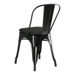 Lancaster Table & Seating Alloy Onyx Black Outdoor Cafe Chair with Black Fabric Magnetic Cushion Lancaster Table & Seating Alloy Onyx Black Outdoor Cafe Chair with Black Fabric Magnetic Cushion