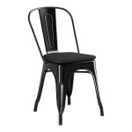 Lancaster Table & Seating Alloy Onyx Black Outdoor Cafe Chair with Black Fabric Magnetic Cushion Lancaster Table & Seating Alloy Onyx Black Outdoor Cafe Chair with Black Fabric Magnetic Cushion