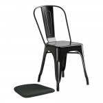 Lancaster Table & Seating Alloy Onyx Black Outdoor Cafe Chair with Black Fabric Magnetic Cushion Lancaster Table & Seating Alloy Onyx Black Outdoor Cafe Chair with Black Fabric Magnetic Cushion
