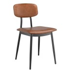 Lancaster Table & Seating Mid-Century Black Chair with Cognac Vinyl Padded Seat and Backrest - Unassembled Lancaster Table & Seating Mid-Century Black Chair with Cognac Vinyl Padded Seat and Backrest - Unassembled