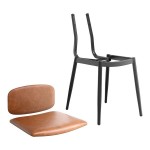 Lancaster Table & Seating Mid-Century Black Chair with Cognac Vinyl Padded Seat and Backrest - Unassembled Lancaster Table & Seating Mid-Century Black Chair with Cognac Vinyl Padded Seat and Backrest - Unassembled
