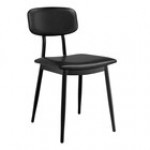 Lancaster Table & Seating Mid-Century Black Chair with Cognac Vinyl Padded Seat and Backrest - Unassembled Lancaster Table & Seating Mid-Century Black Chair with Cognac Vinyl Padded Seat and Backrest - Unassembled