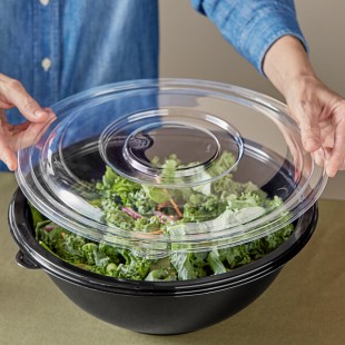 Visions Clear PET Plastic Flat Lid for 160 oz. Round Bowls - 5/Pack Visions Clear PET Plastic Flat Lid for 160 oz. Round Bowls - 5/Pack