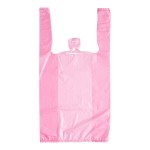Choice 1/10 XS Size Pink Unprinted Embossed Medium-Duty Plastic T-Shirt Bag - 1,500/Case Choice 1/10 XS Size Pink Unprinted Embossed Medium-Duty Plastic T-Shirt Bag - 1,500/Case